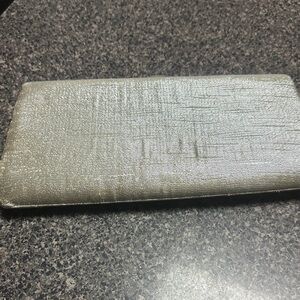 Vintage Leon Of California Patent Leather Clutch Purse Elegant Silver Clutch